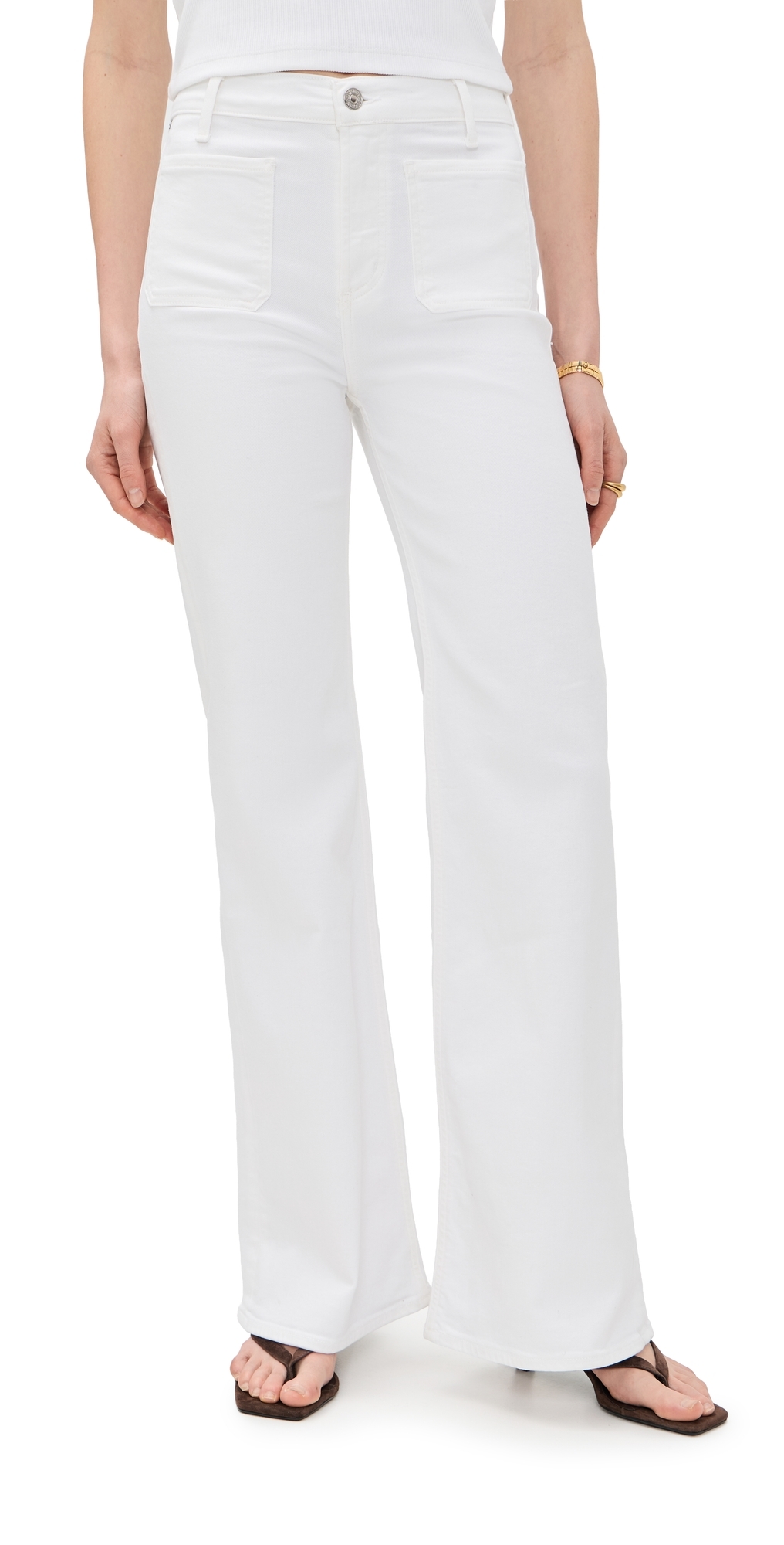Kimberly Patch Pocket Flare Jeans Soft White