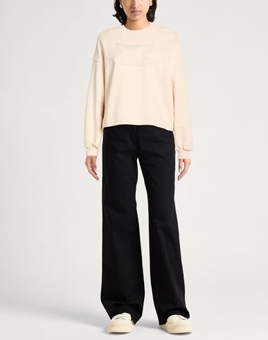 Crème Woman Sweatshirt Beige Size L Cotton, Elastane, Silk