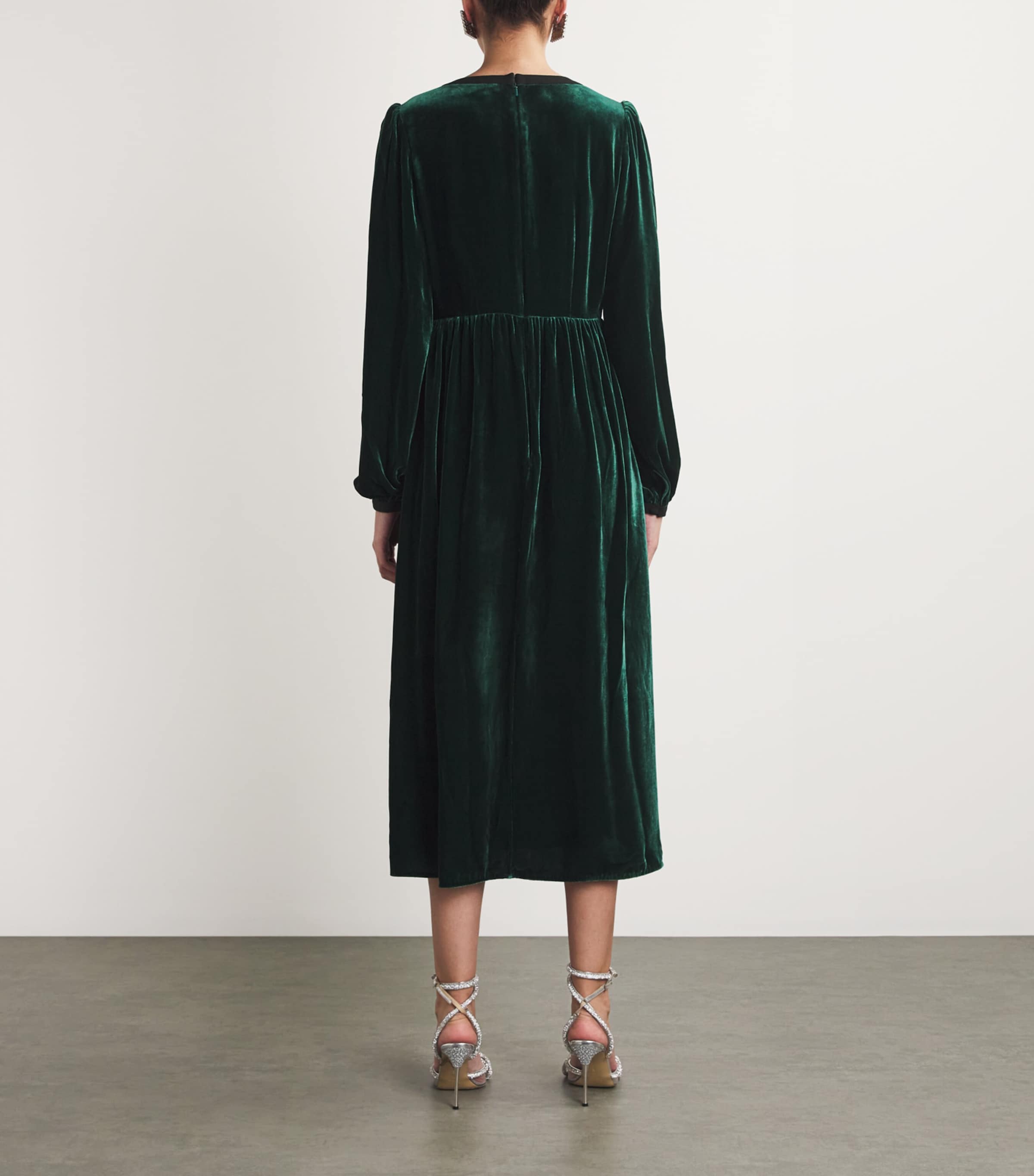 Velvet Embellished Camille Bows Midi Dress