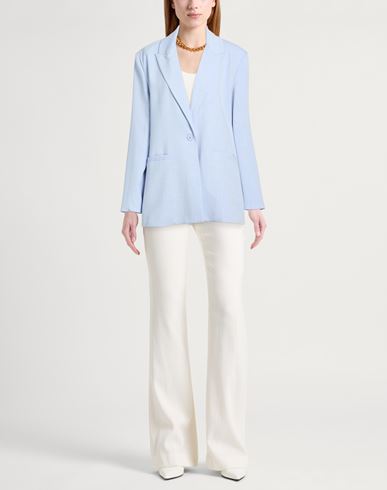 Woman Blazer Sky blue Size L Polyester, Viscose, Elastane