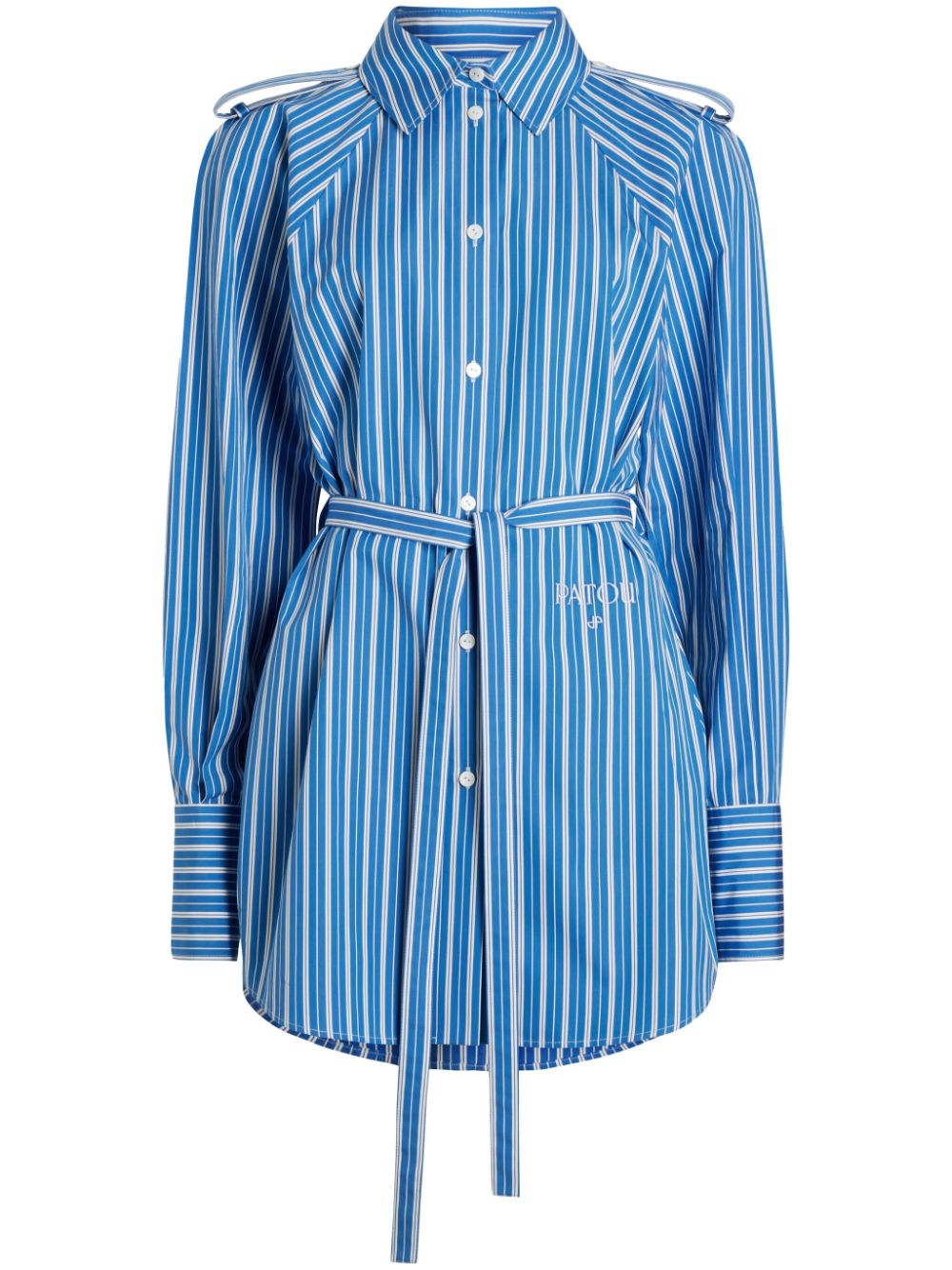 Striped wool shirt dress - Blue