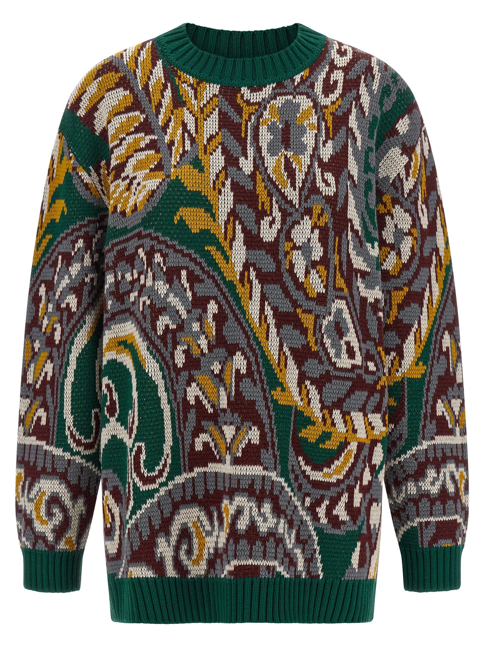 Jacquard-Knit Wool Sweater — Green