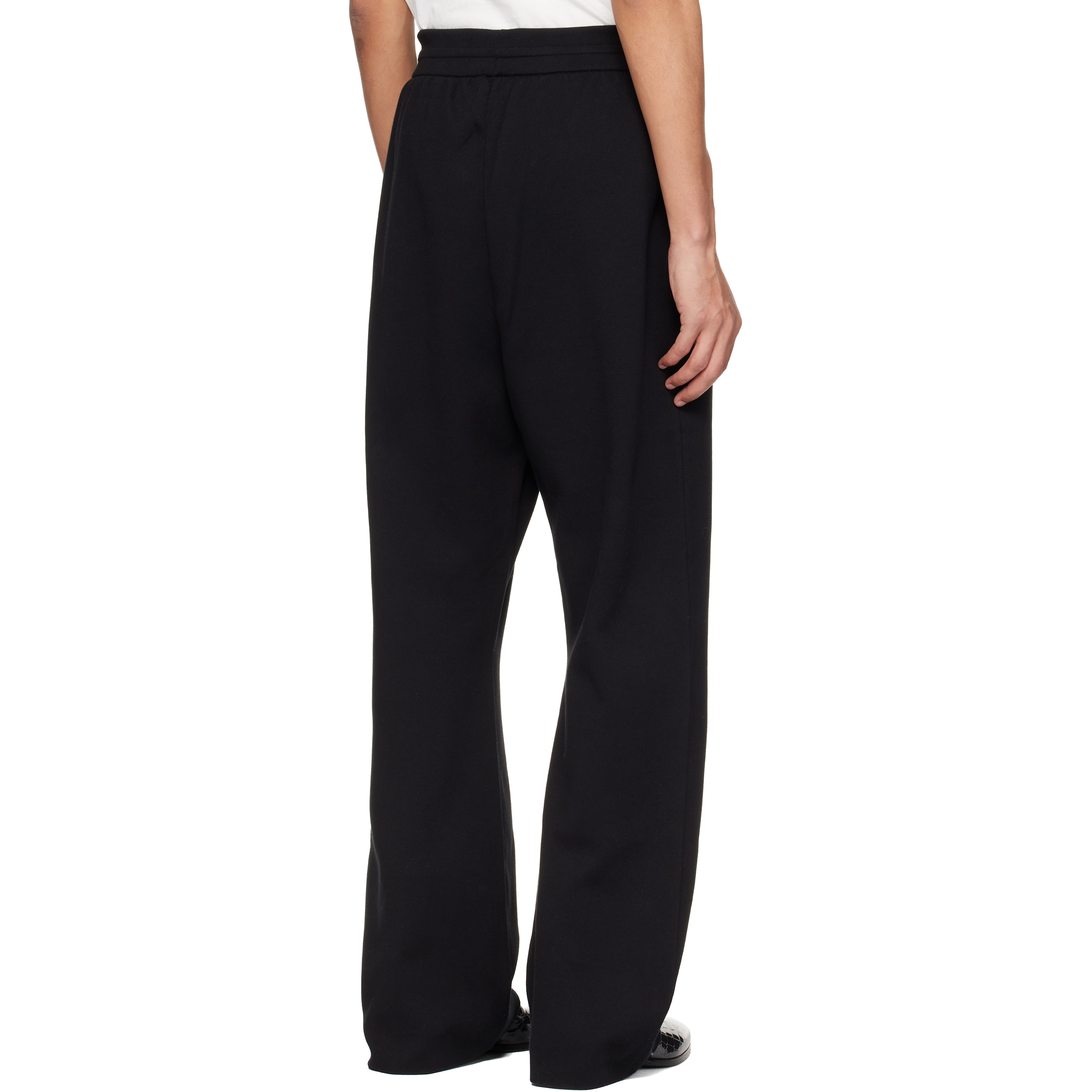 Black Double Knit Flared Jogging Trousers