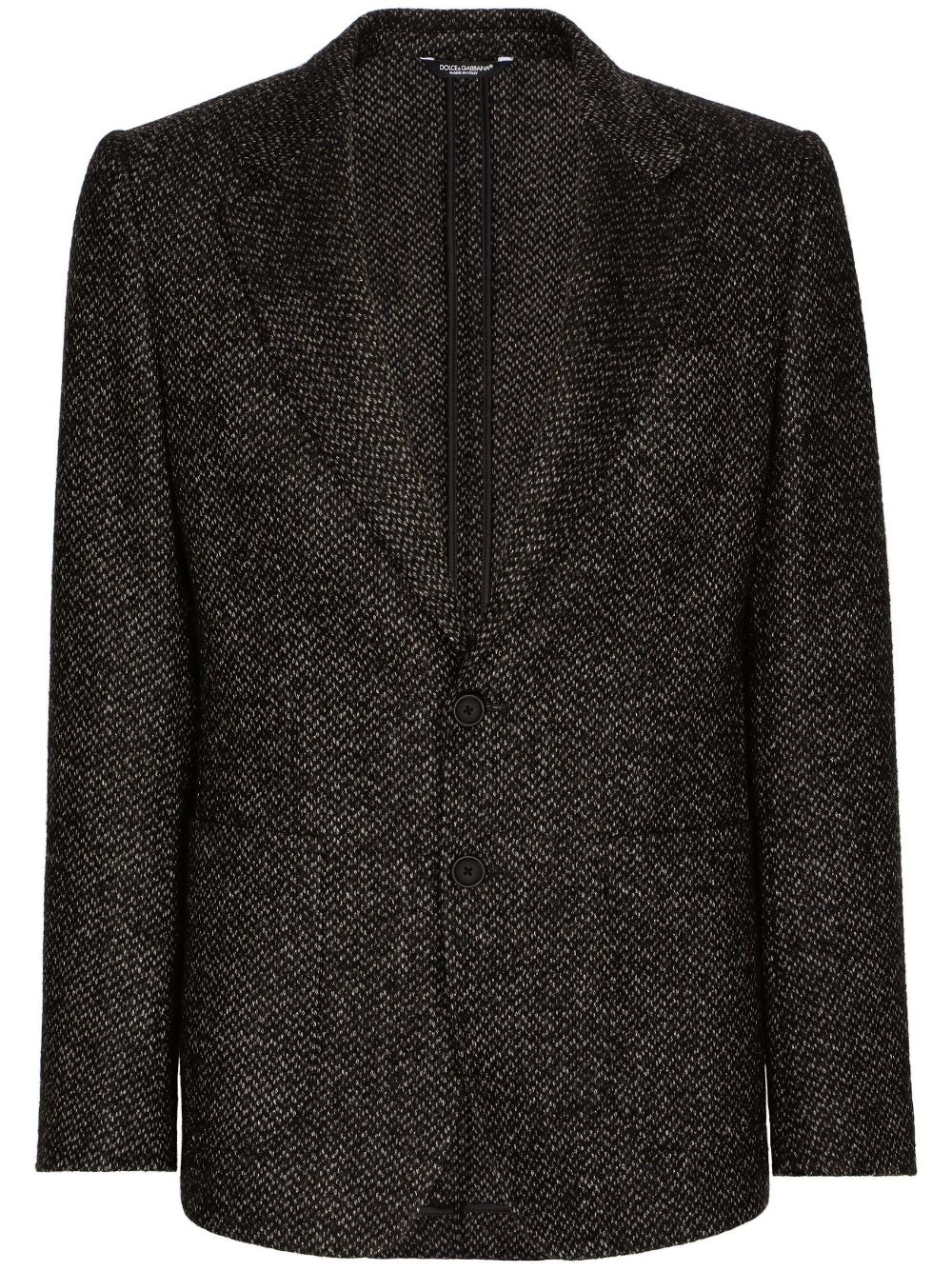 Single-breasted bouclé blazer - Black