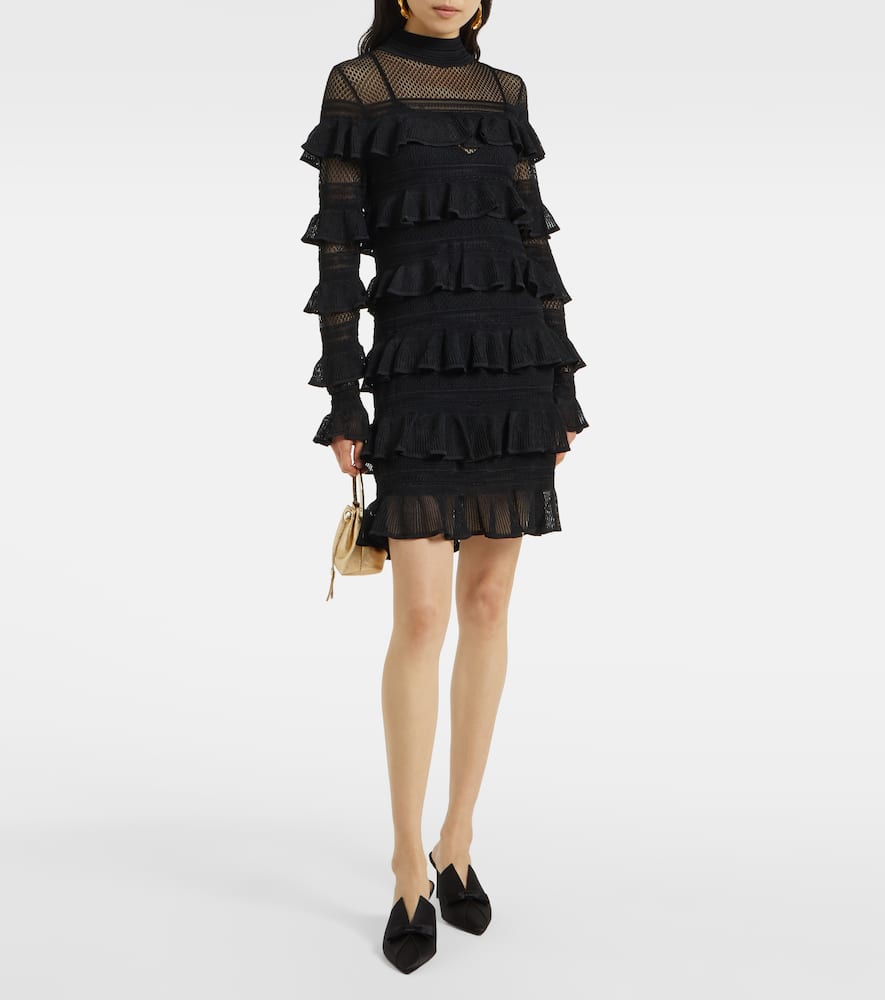 Minikleid Crush High Neck Frilled aus Strick