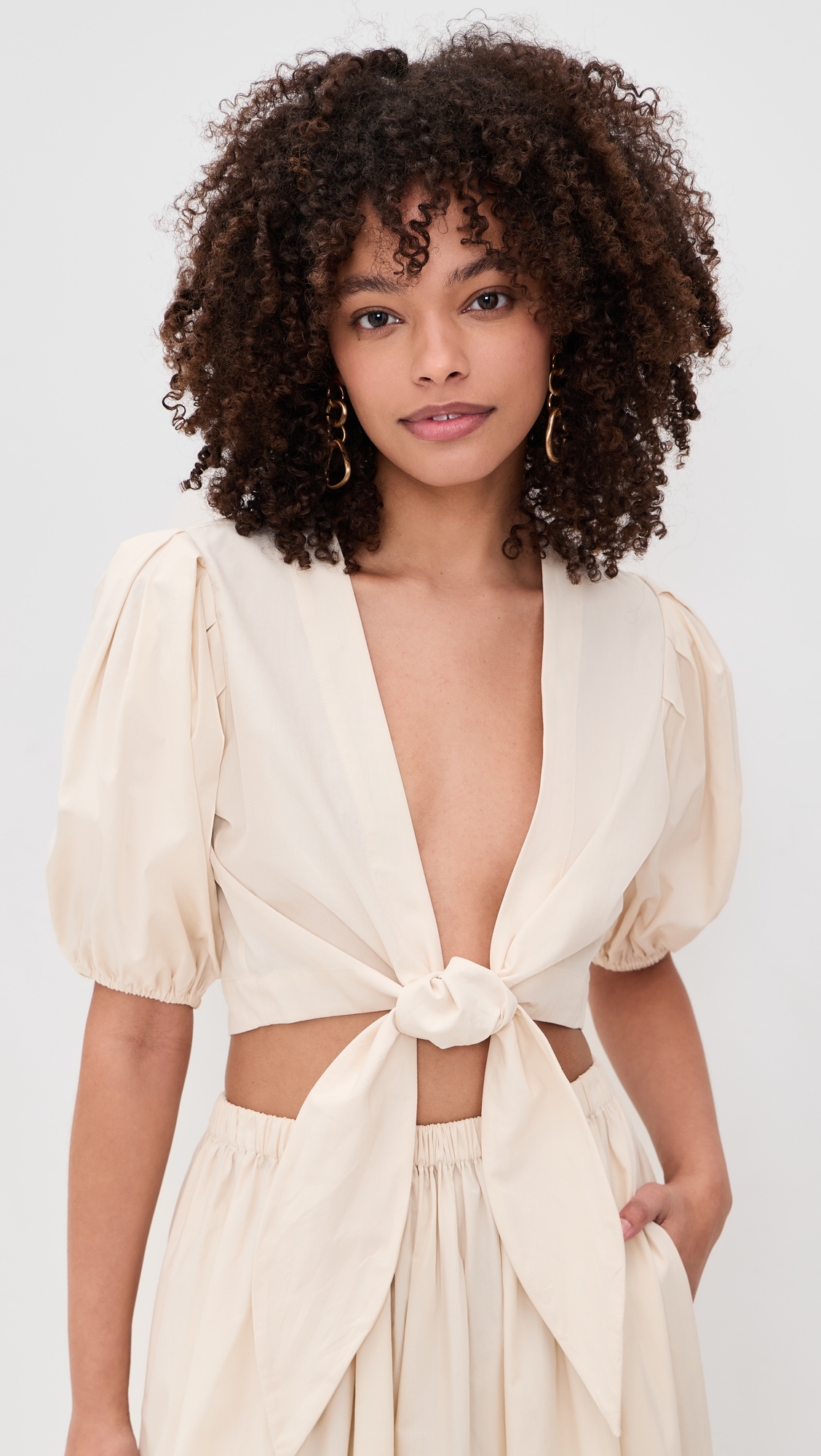 Pouf Tie Blouse Natural Poplin