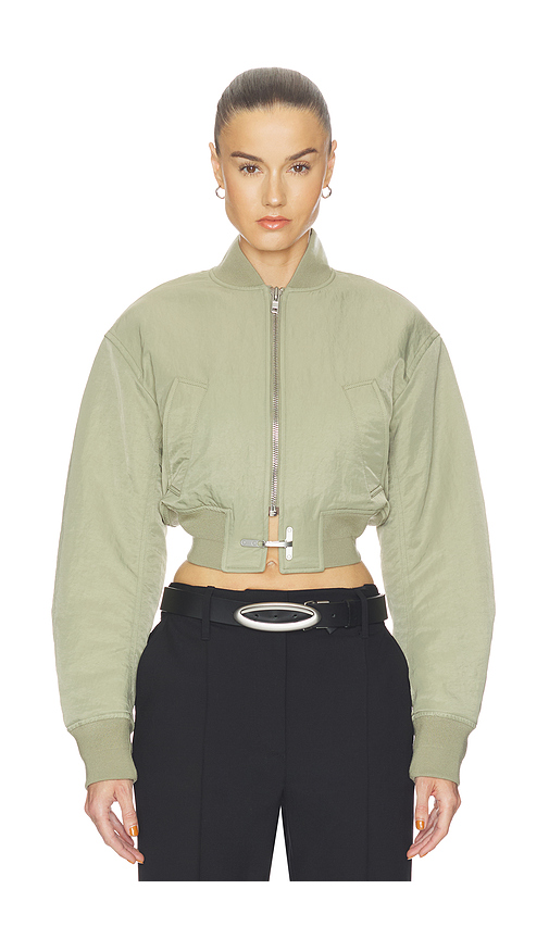 HAELO Crop Bomber Jacket in Olive. M. Also in L, S, XL