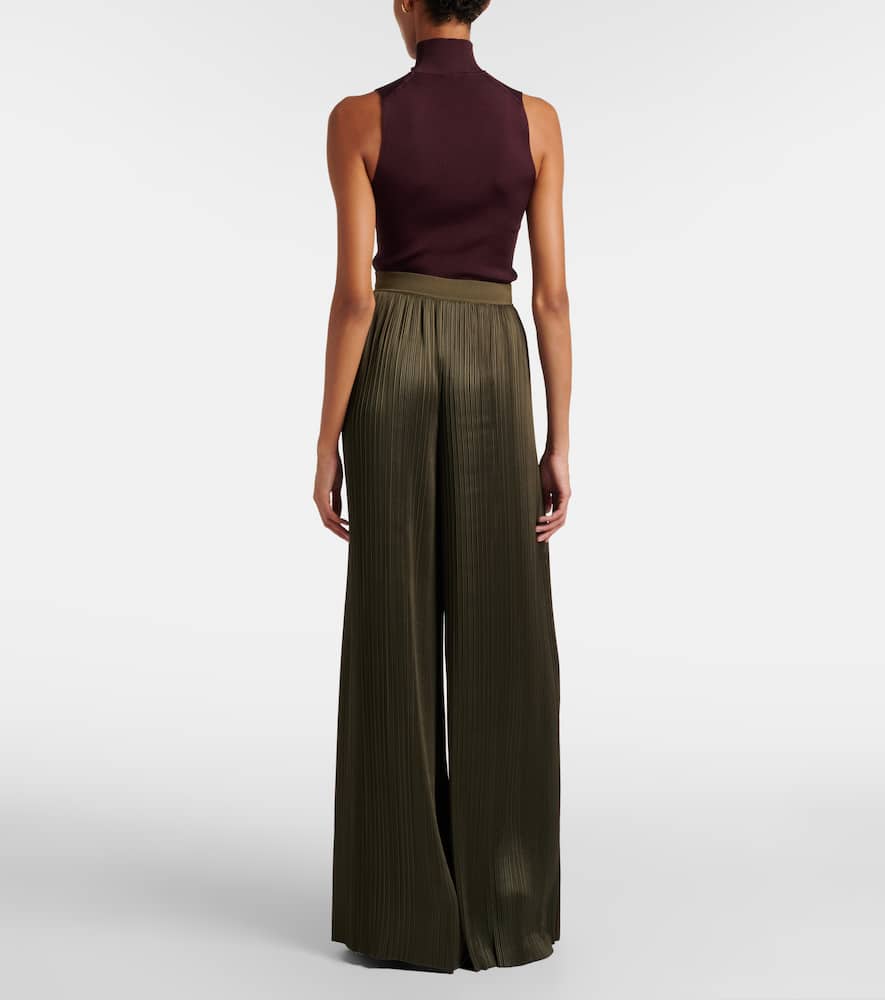 Amber plissé satin wide-leg pants