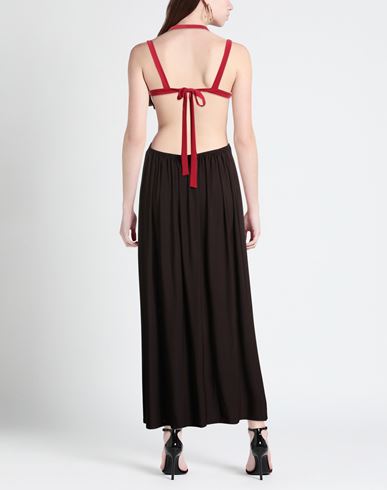 Siedrés Woman Maxi dress Dark brown Size L Polyester, Elastane