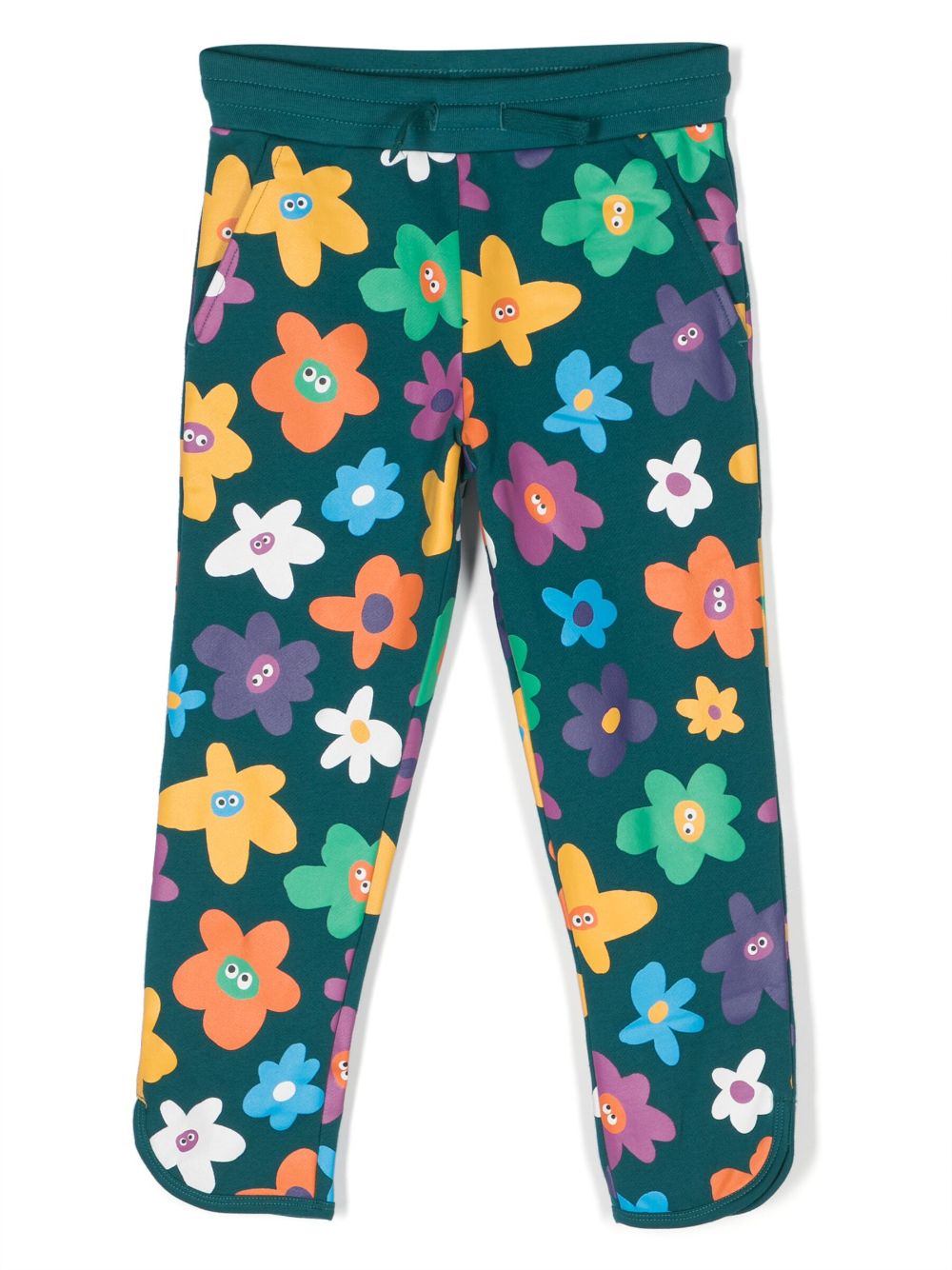 Smiley Flower-print track pants - Green