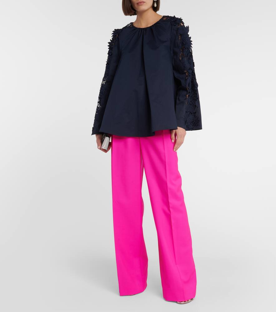 Oscar de la Renta Pleated high-rise wool and mohair pants