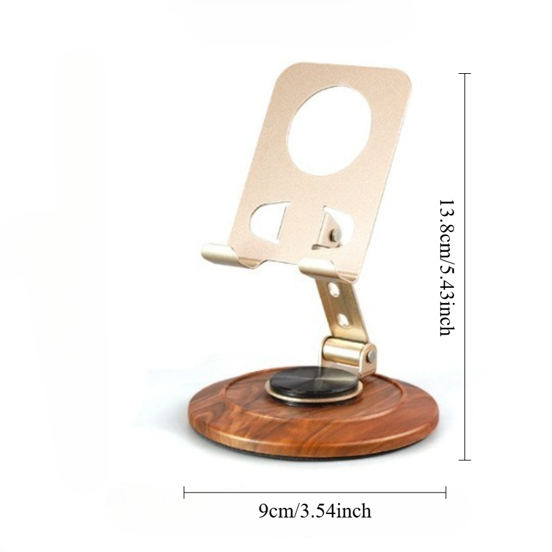 TEMU A High-end Retro Wood Grain Phone Stand With Instagram, 360 Degree Rotation, Desktop Phone Drama Stand. Metal Live Streaming Stand, , Novelty