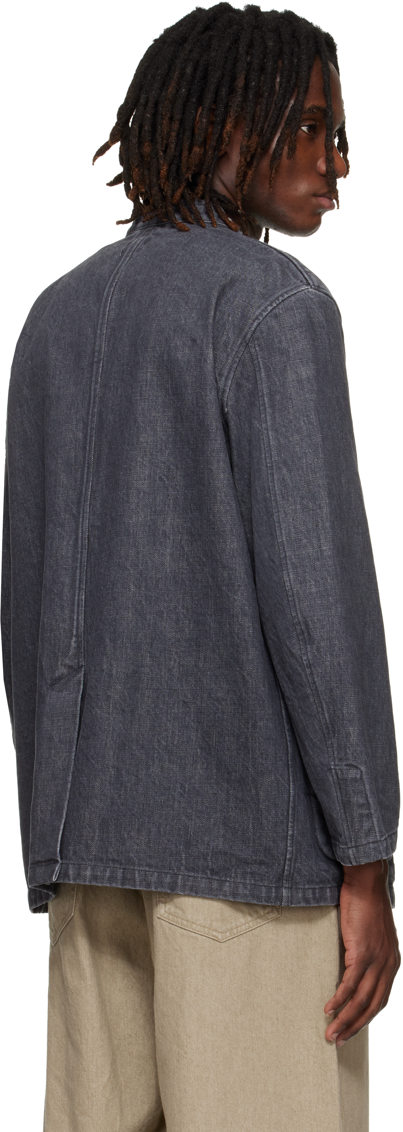 Gray Denim Cut-Off Blazer