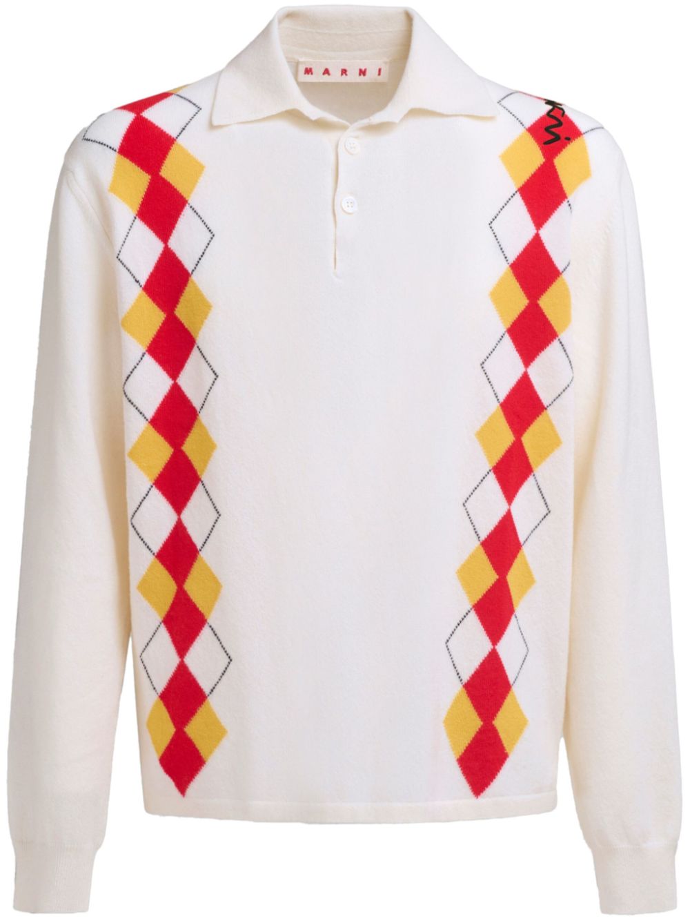 Argyle polo shirt - White