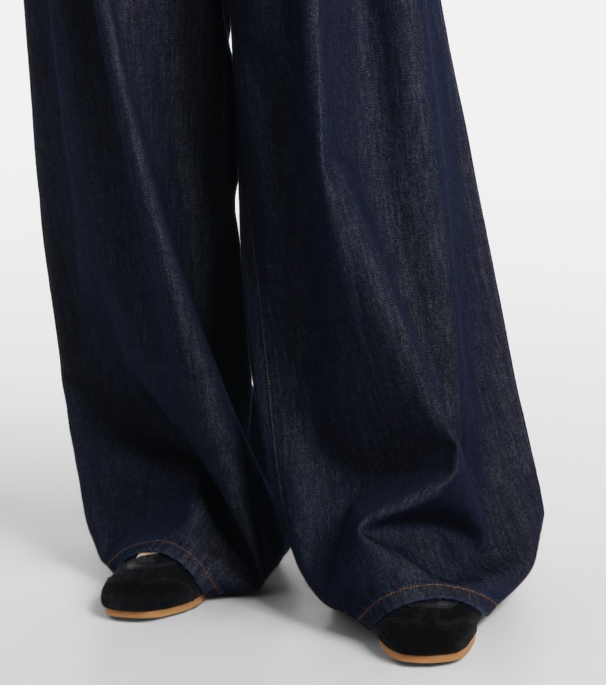Pleated high-rise wide-leg pants