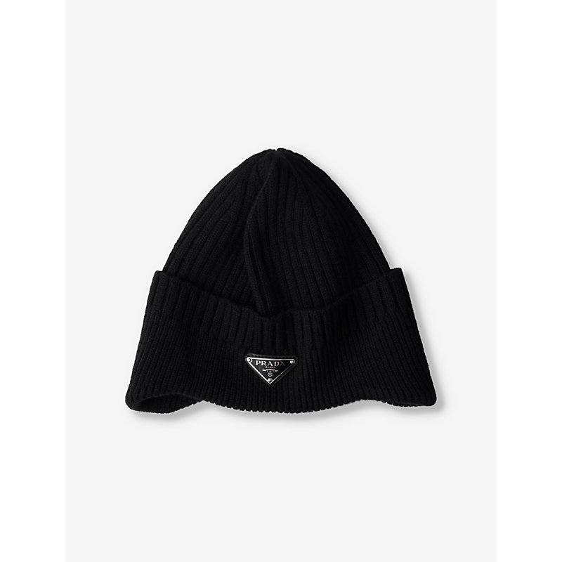 Mens Logo-Embellished Ribbed Wool Beanie