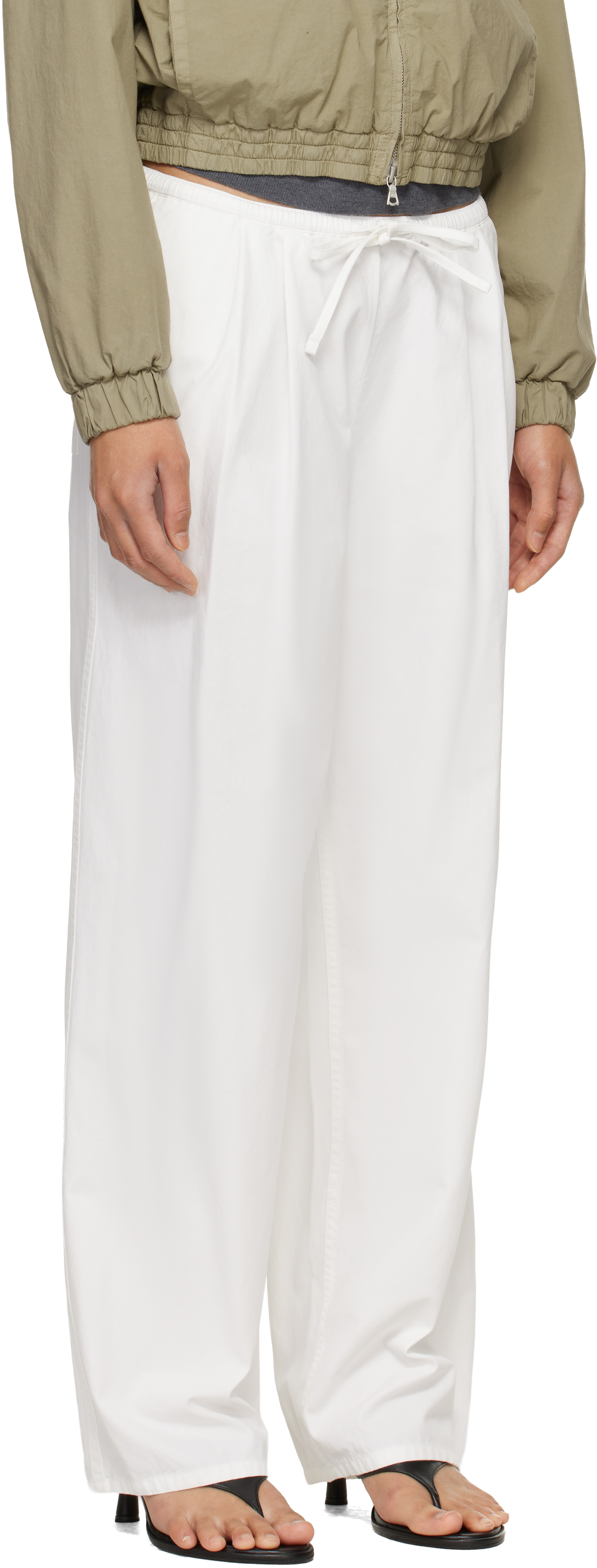 White Lazy Cotton Drawstring Lounge Pants