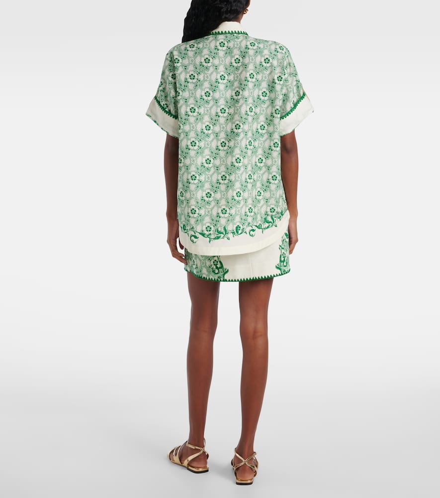 Alémais Olive printed cotton and silk shirt