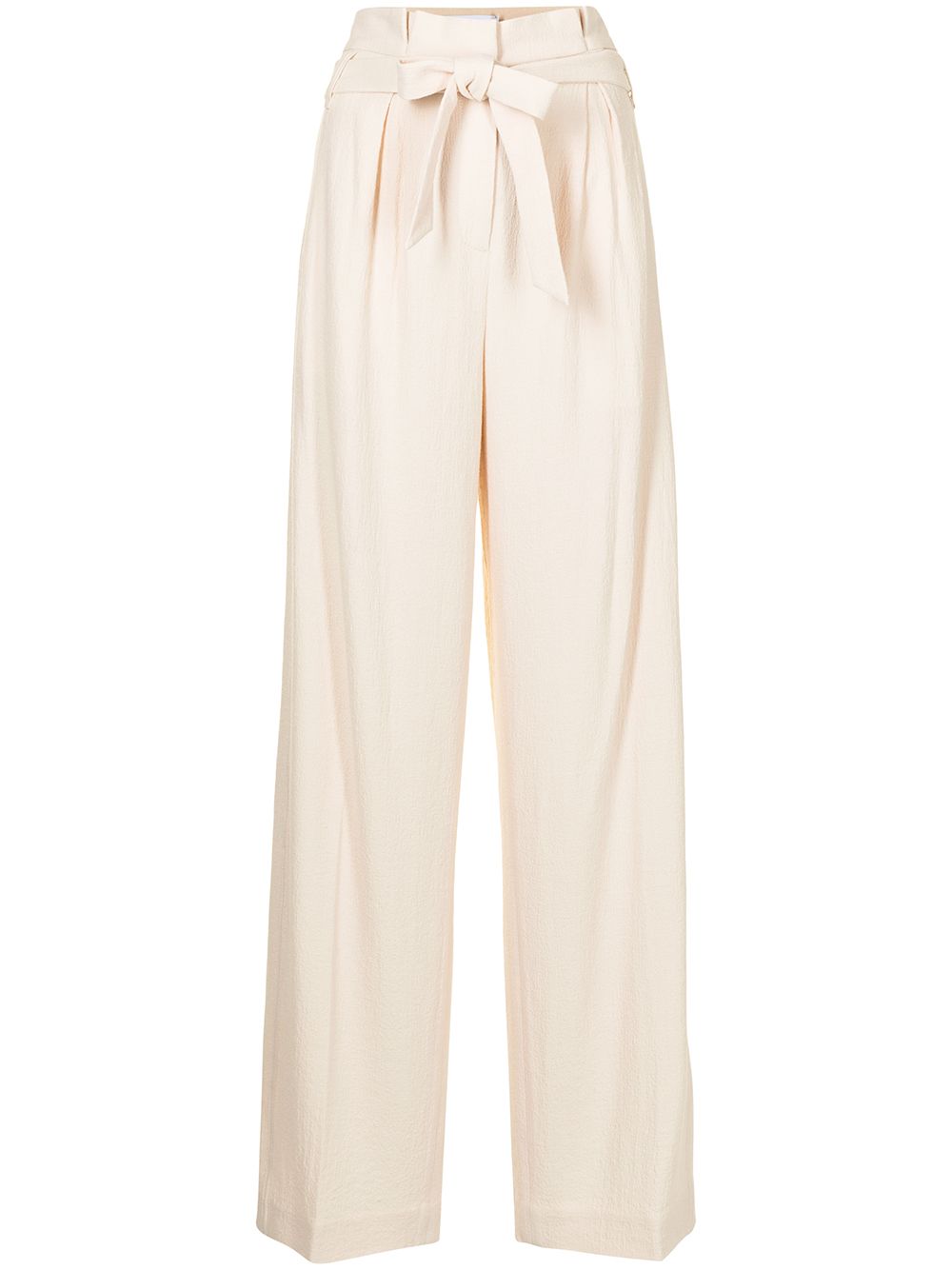 Emiko textured wide-leg trousers - White
