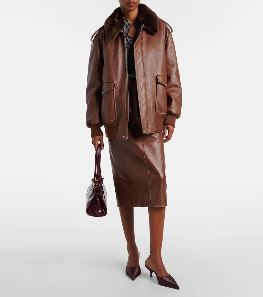 Shearling-trimmed leather jacket