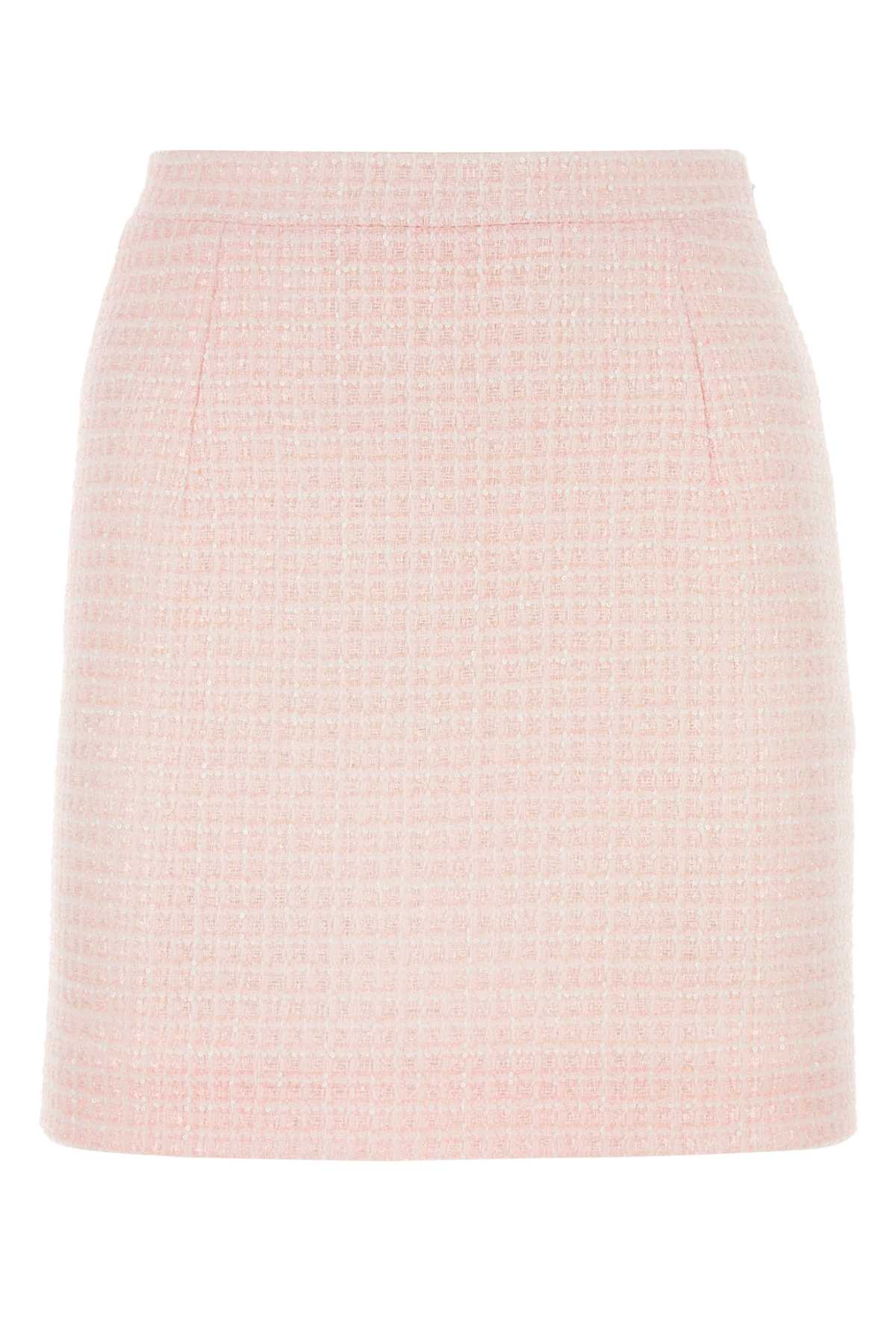 Tailored Nylon Tweed Skirt — Pink