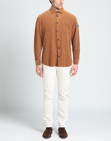 Man Shirt Camel Size 40 Cotton