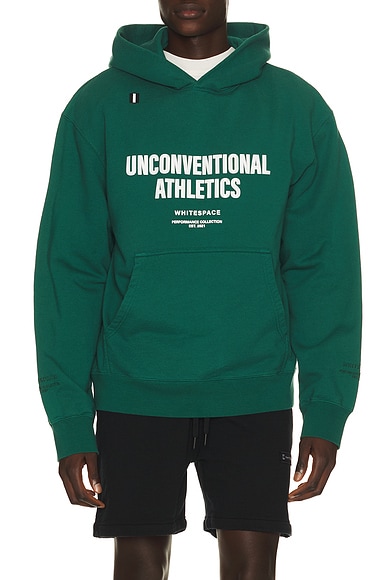 Whitespace Unconventional Athletics Hoodie in Rain Forest - Dark Green. XL/1X also in S, M, L, XXL/2X
