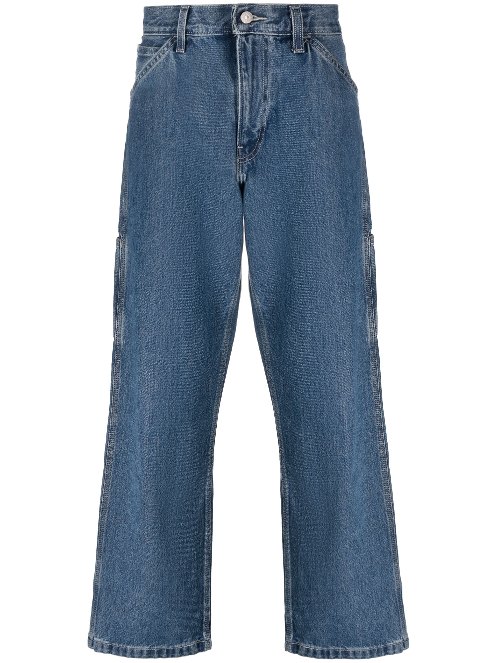 Patch-detail wide-leg trousers - Blue
