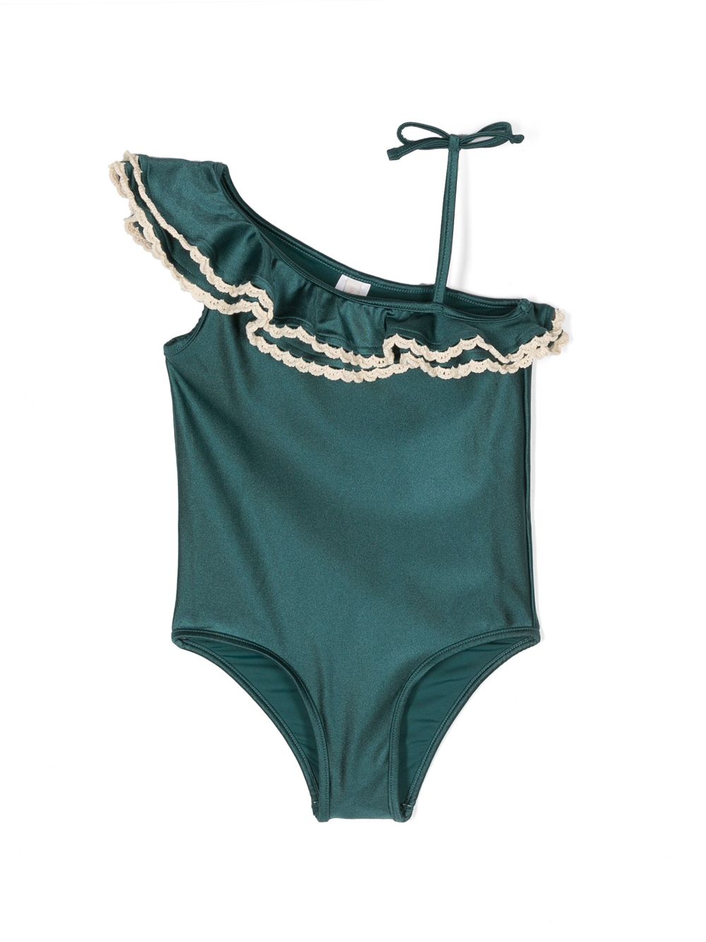 Ruffle-collar one-piece swimsuit - Green