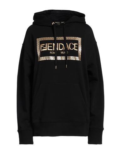 Woman Sweatshirt Black Size L Cotton, Elastane, Polyester, Metallic fiber, Polyamide