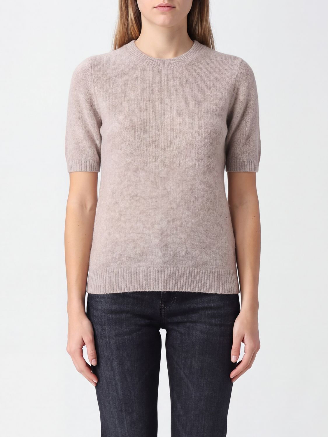 Short-Sleeved Crew-Neck Jumper P. A.R. O.S. H. in Yak and Wool Blend