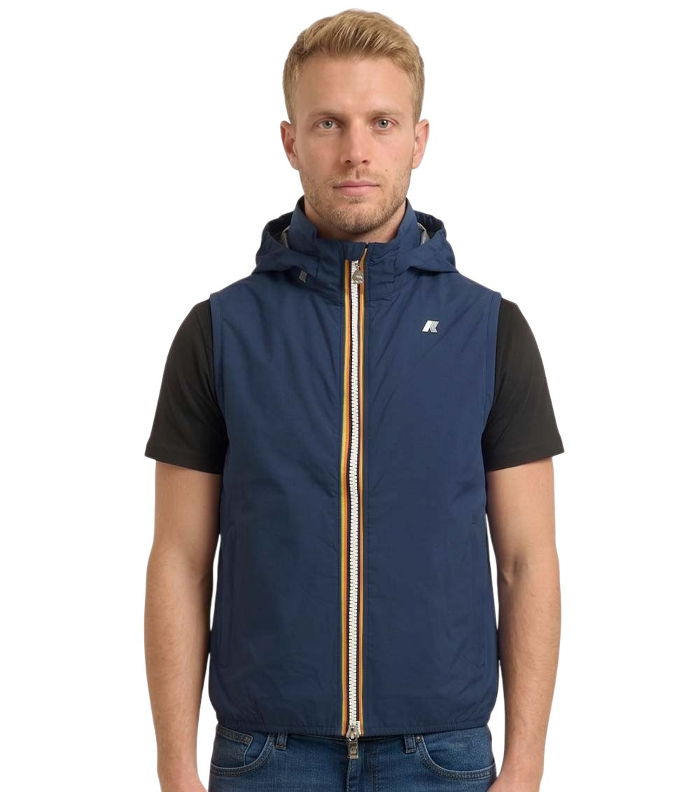 Blue Sleeveless Hood Jacket