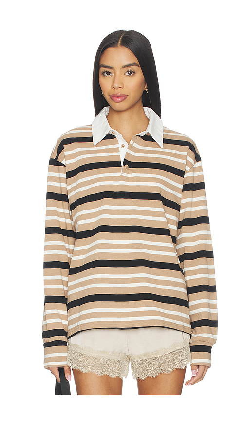Superdown Sashia Polo Top in Navy. L. Also in XXS, XS