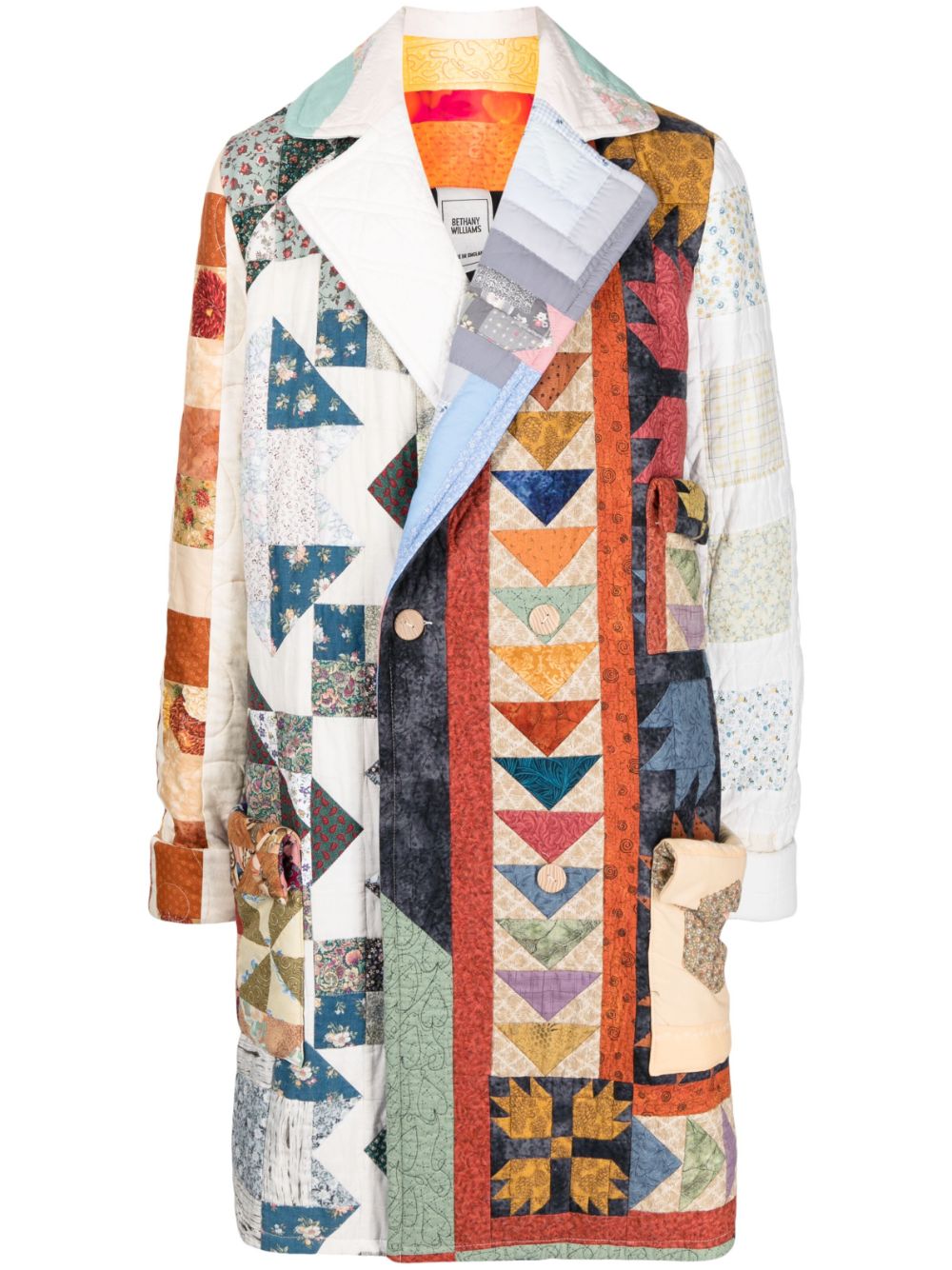 Double-breasted patchwork coat - Multicolour