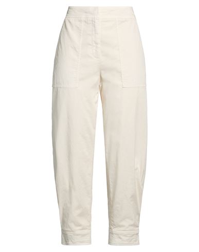 Easy Woman Pants Ivory Size 6 Cotton, Elastane