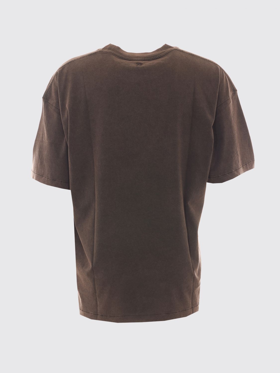 Crewneck T-Shirt in Brown Cotton with Contrast Logo on the Chest