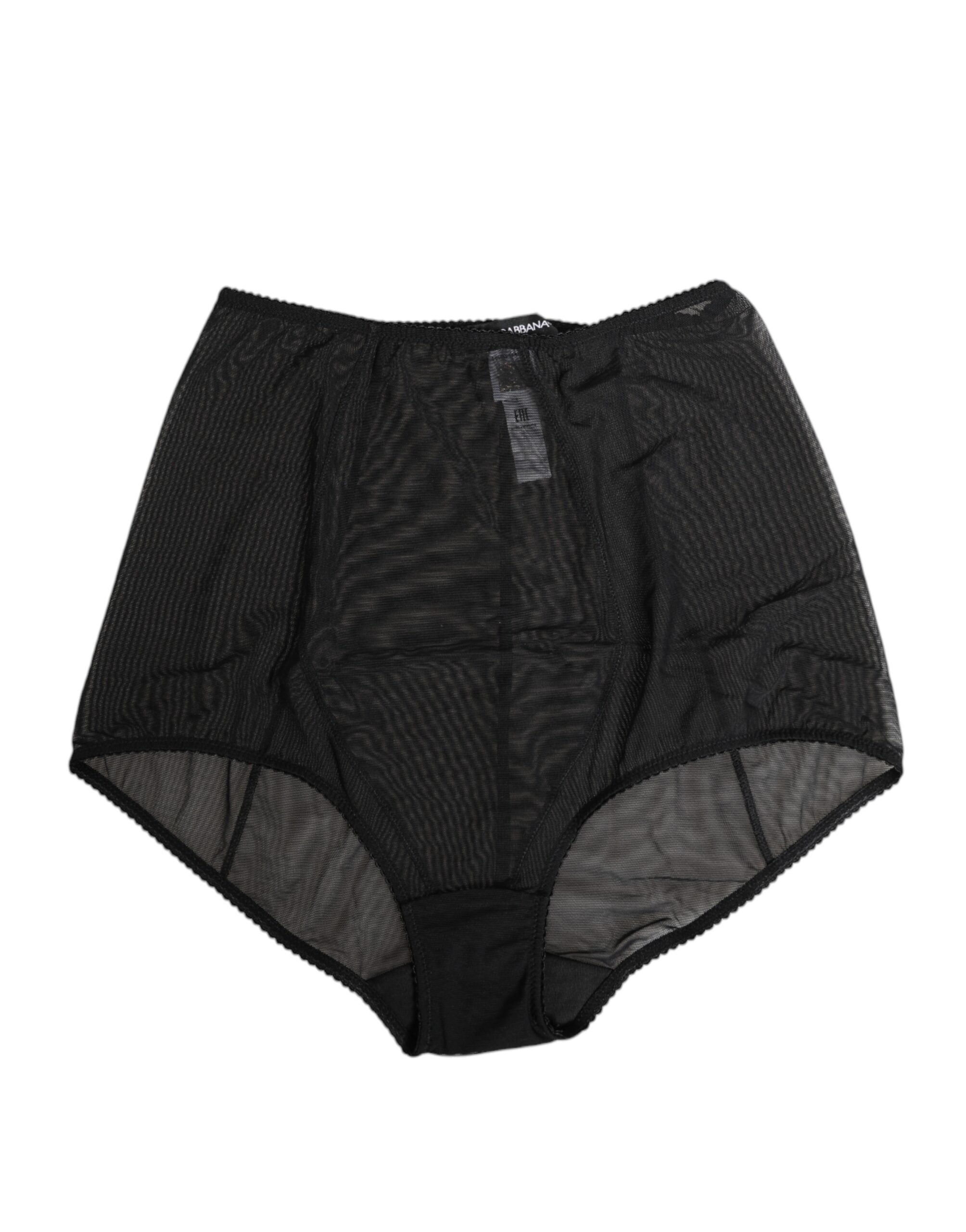 High-Waist Mesh Sheer Shapewear Bodysuit — Black