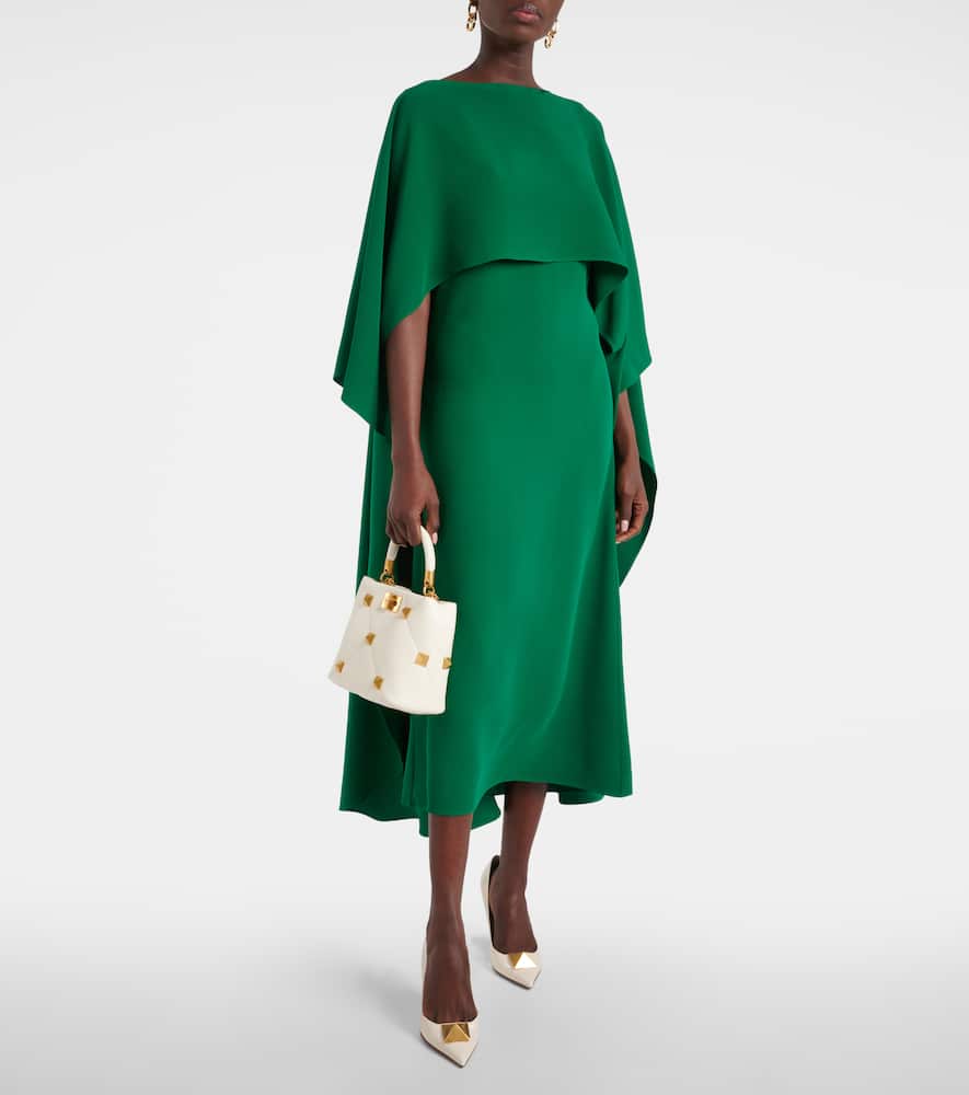 Caped silk midi dress