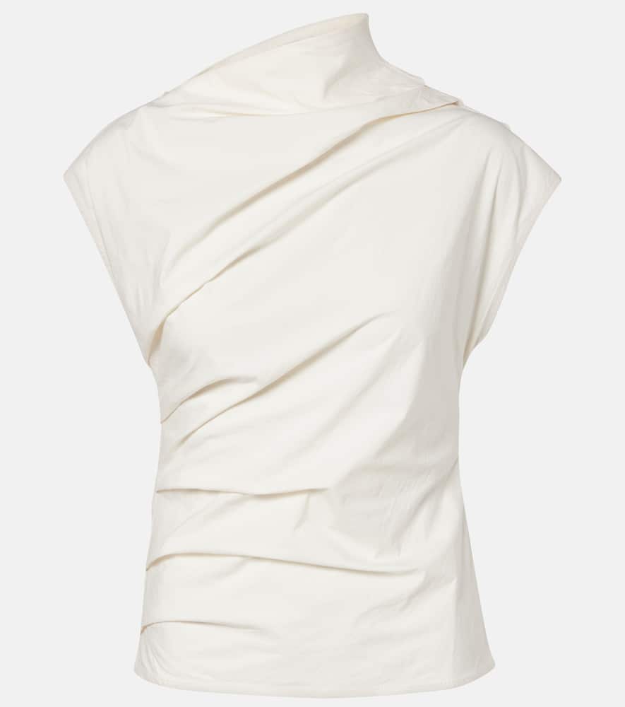 Ruched cotton-blend top