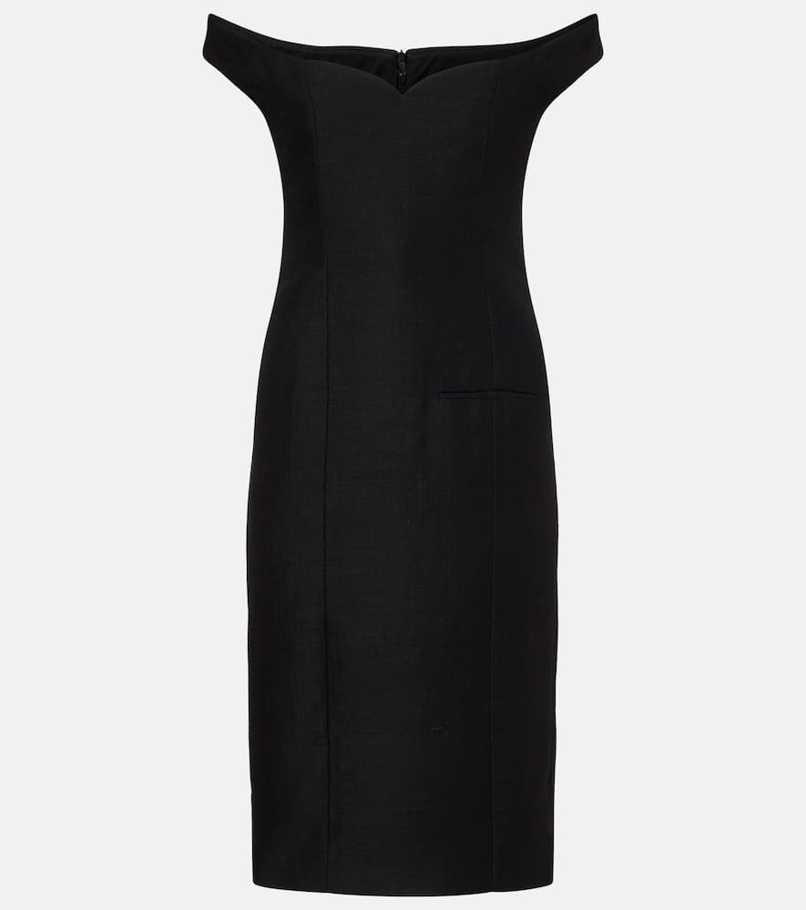 Bonny wool and linen-blend midi dress
