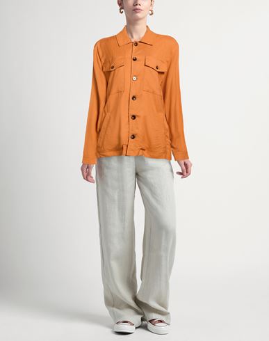 Woman Shirt Tan Size 12 Viscose, Linen