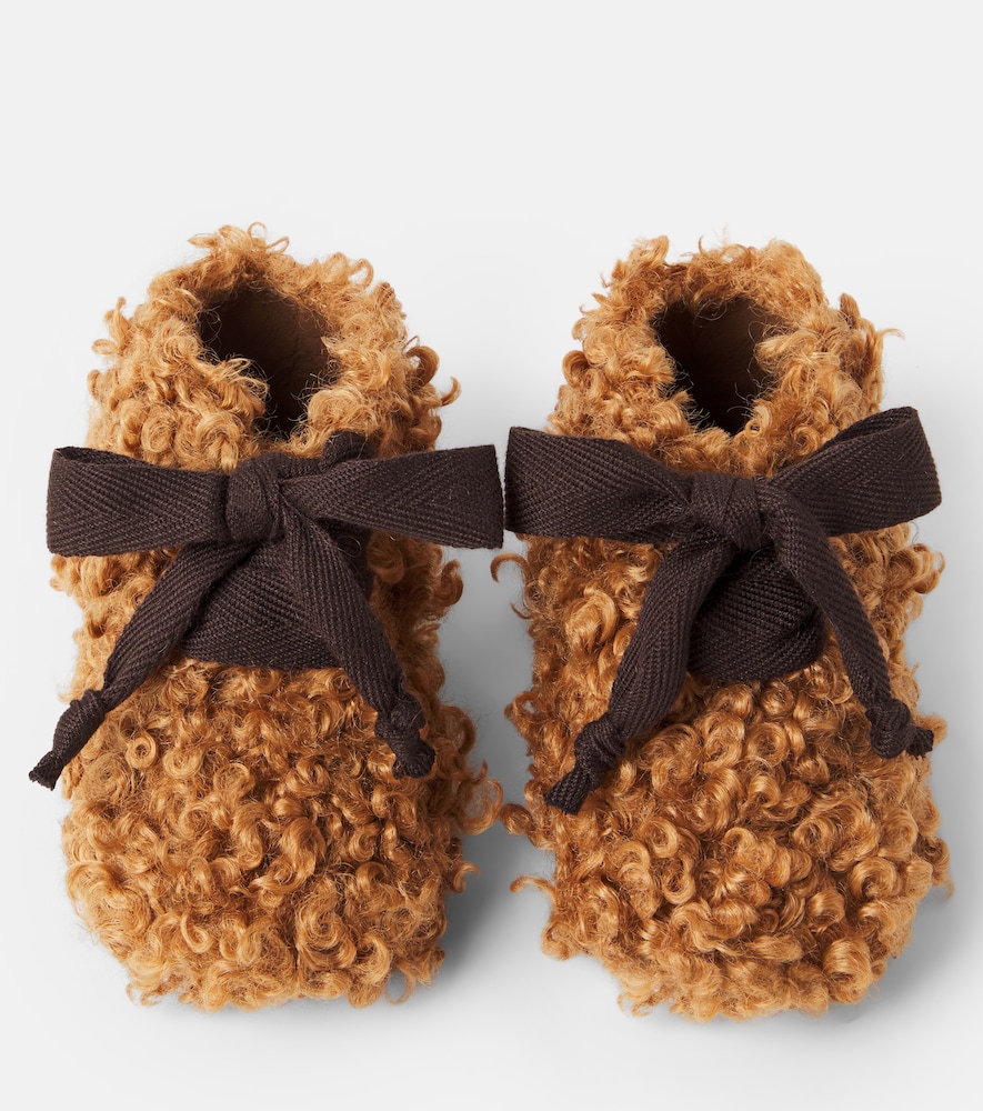 PèPè Baby bow-detail shearling booties