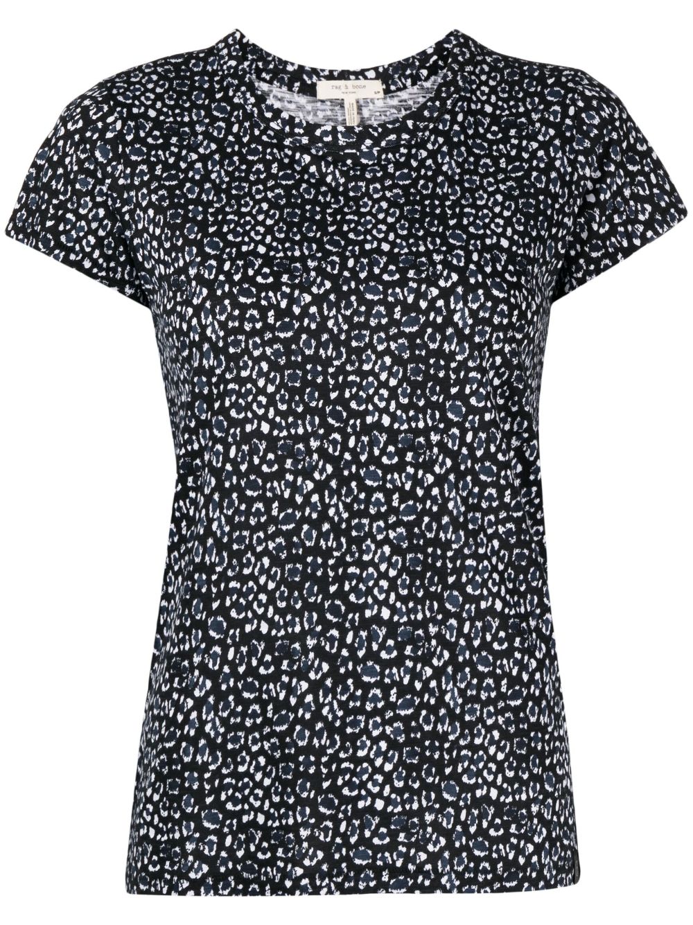 Leopard-print short-sleeved T-shirt - Black