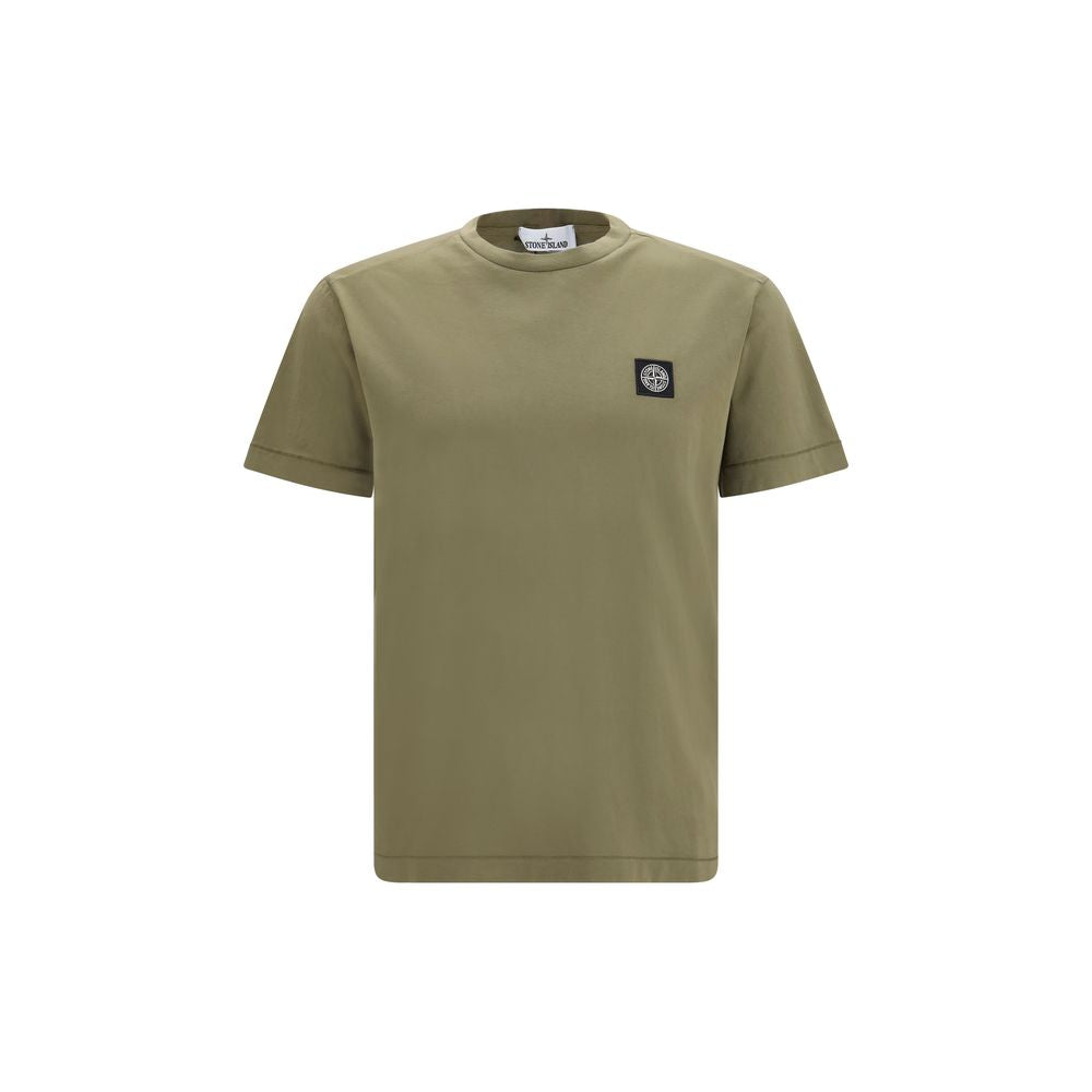 Logo-Patch Cotton T-Shirt — Beige