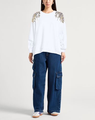 Woman Sweatshirt White Size S Cotton, Polyester