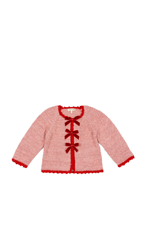 Wild Wawa Velvet Bow Sweater in Pink. 3/4. Also
