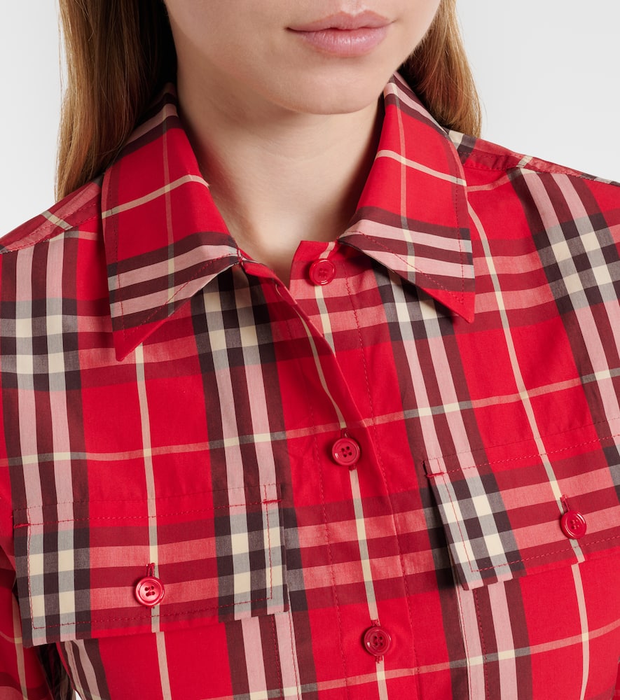Check peplum cotton shirt