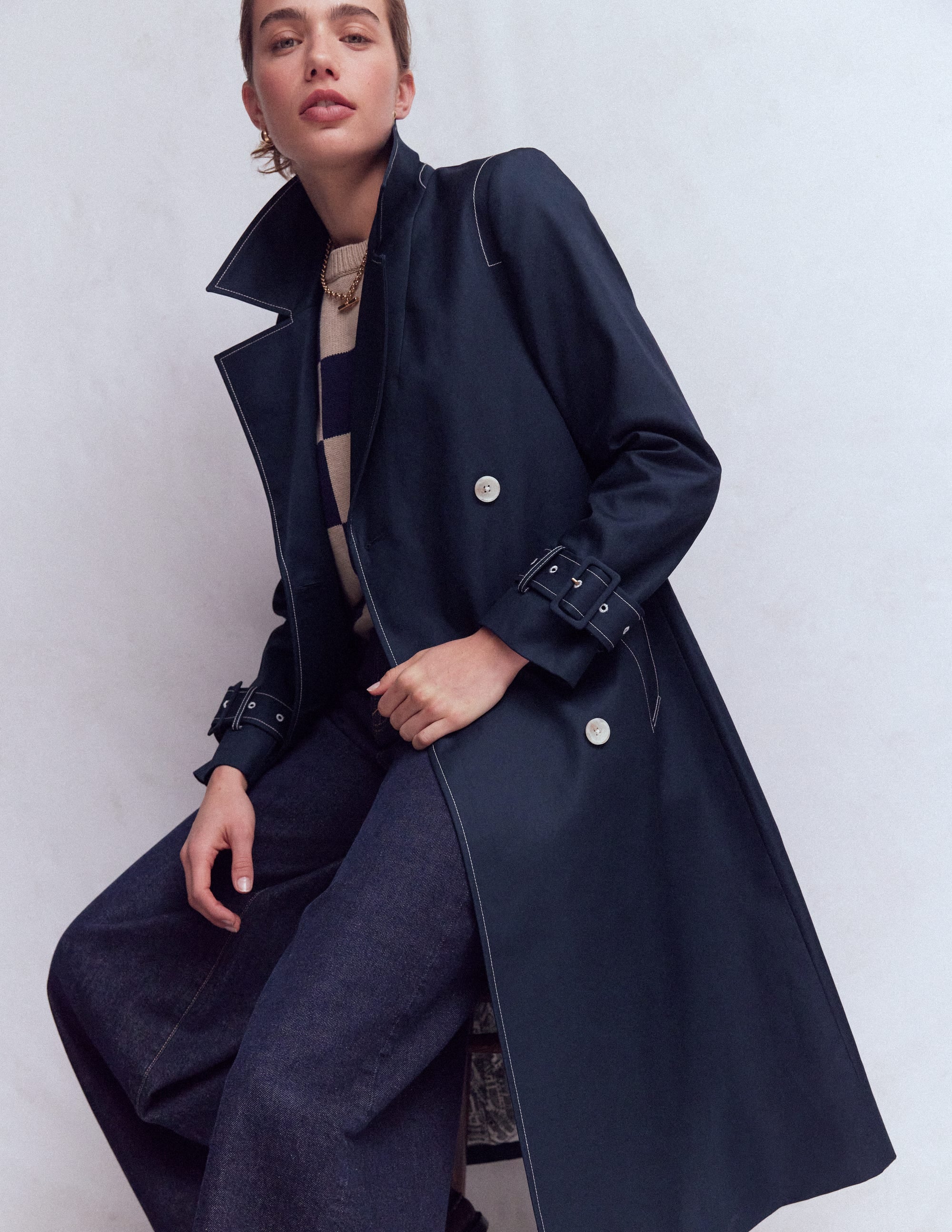 Double Breasted Trench Navy