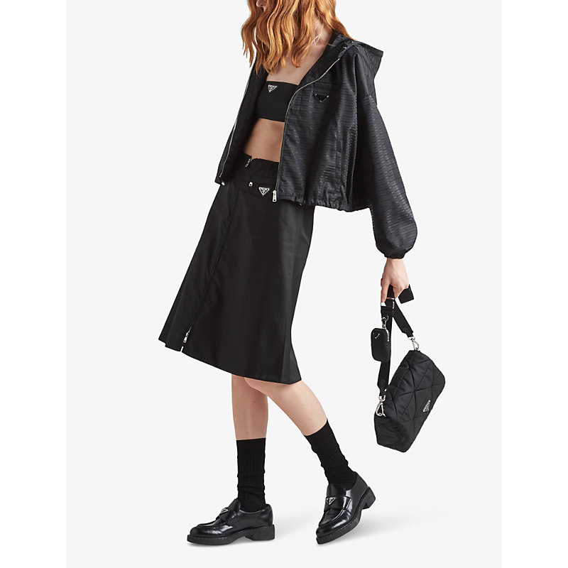 Womens Black Padded Re-Nylon Shoulder bag 