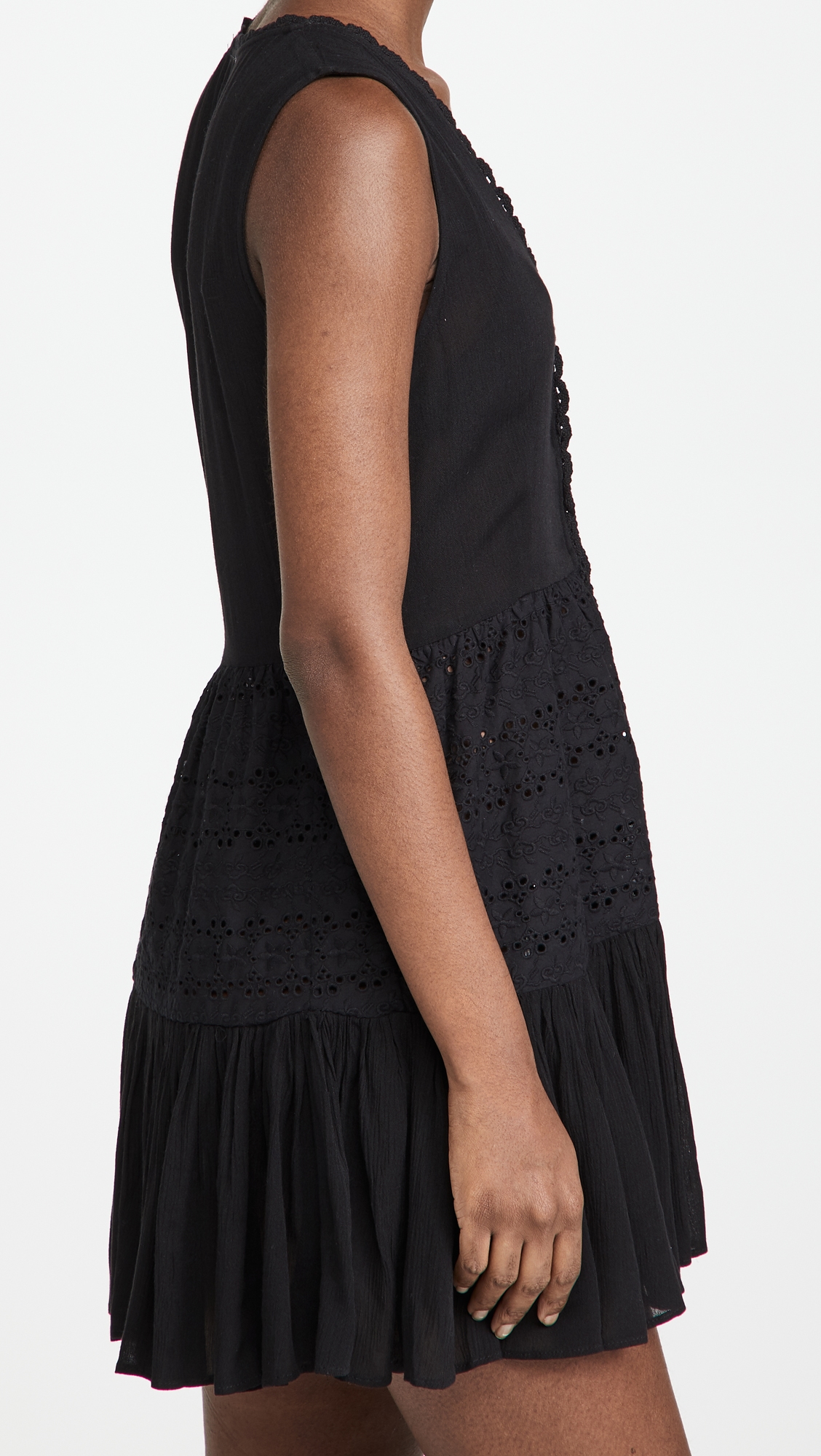 Eyelet Mini Dress Black